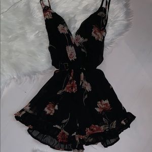 Black floral romper